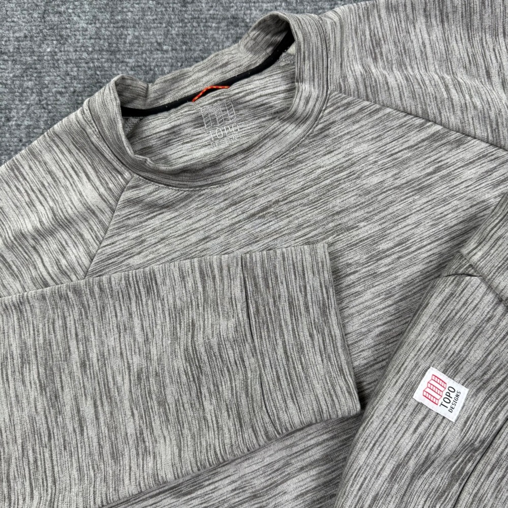 Topo Designs Fleece Pullover XL Gray Heather Raglan Pocket Excellent Men's